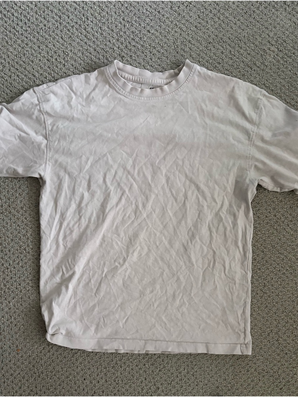 Plain H&M White Crew Neck Men's T-Shirt